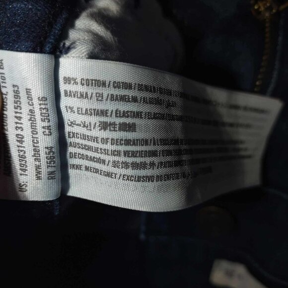 Abercrombie & fitch blue jean shorts dark wash cuffed hem 2 W26 casual preppy - Picture 7 of 9